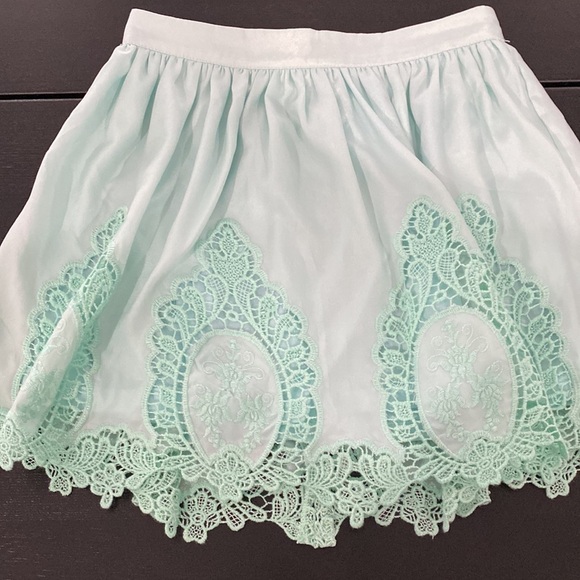 Tobi Teal Lace Mini Skirt - Small - Picture 3 of 10